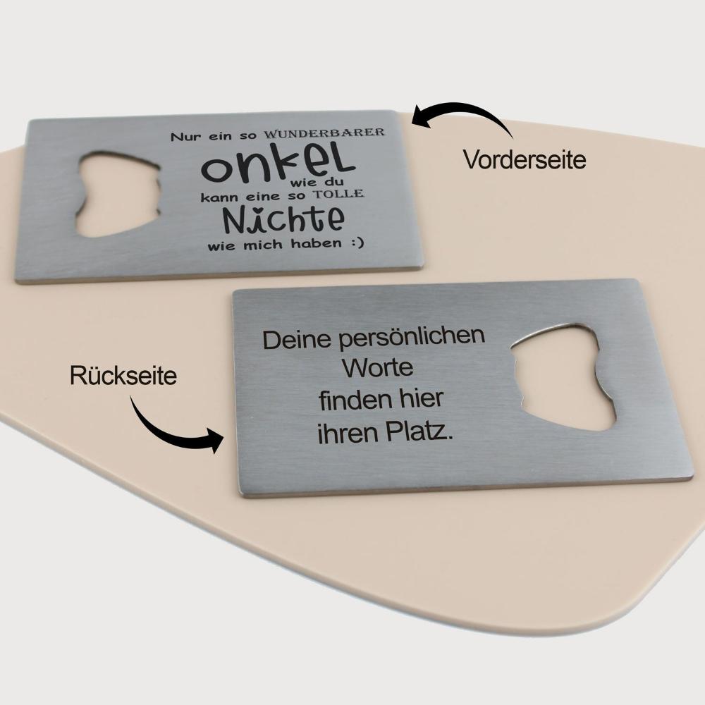 Flaschenöffner Onkel-Nichte  - personalisiertes Geschenk - Gravur19